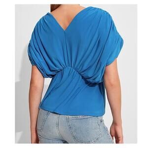New ~ EXPRESS ~ Deep V-Neck Short Sleeve Draped Peplum Top Size XS